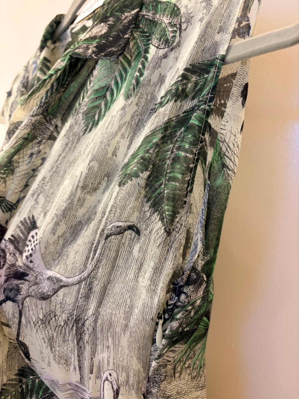 Dior Green and Black Tropical Print Collared Dress - Picture 10 of 12